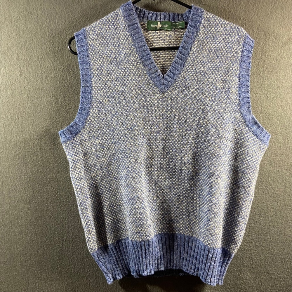 vtg scotland shetland wool Sweater Vest Blue Birdseye Large grandpacore heritage